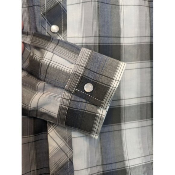 Roper Boys' Multi Plaid Long Sleeve Woven Western Shirt Grey Large 12-14 - Picture 5 of 6